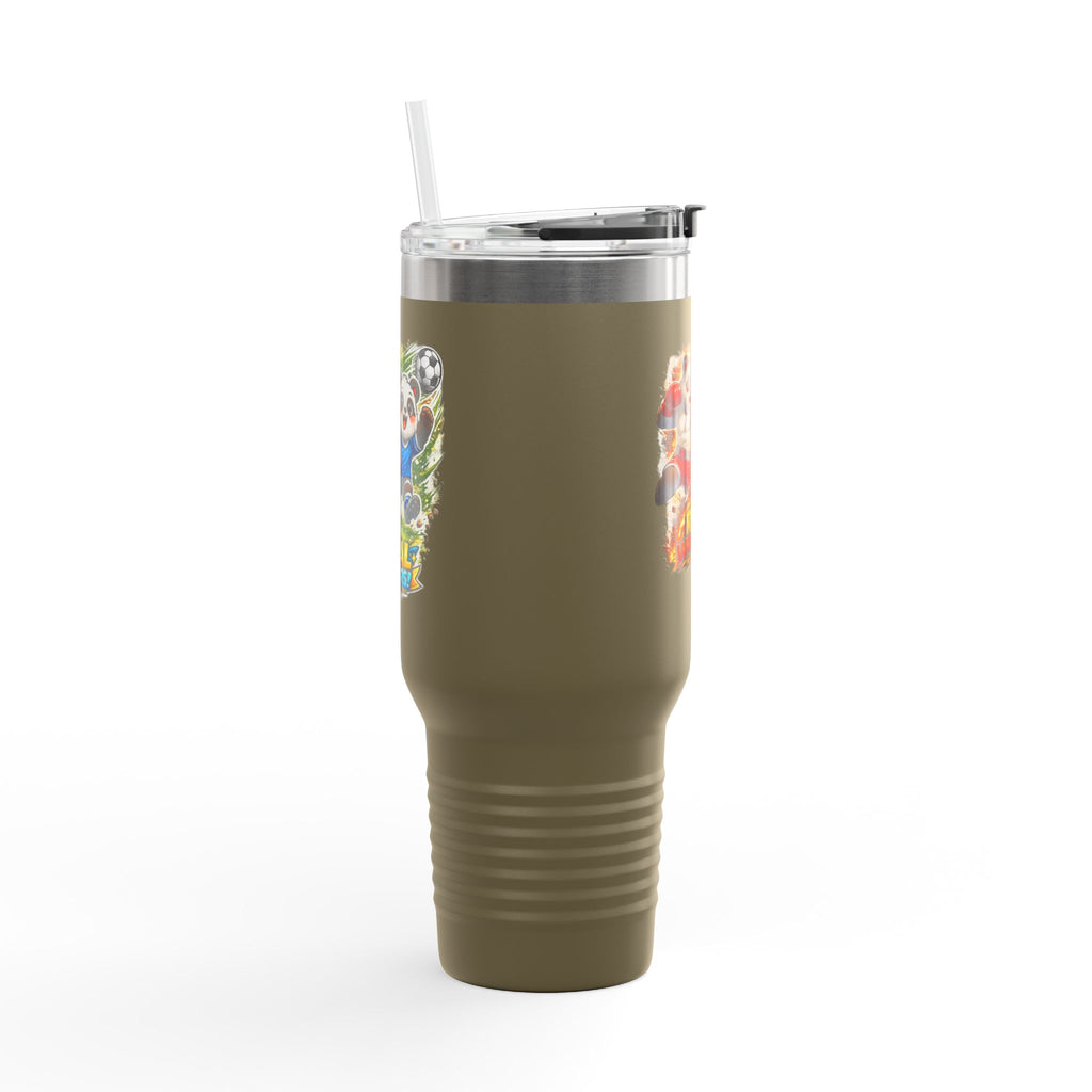 40oz Insulated Travel Mug — Colorful Animal Warriors Design
