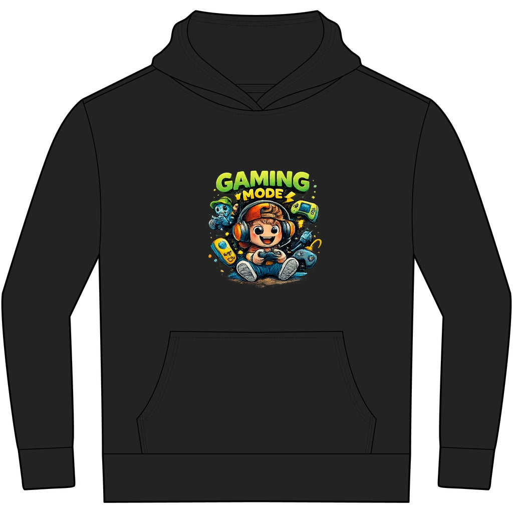 Kids' Gaming Hoodie — 'Gaming Mode' Front & 'Shark Surfer' Back Graphic