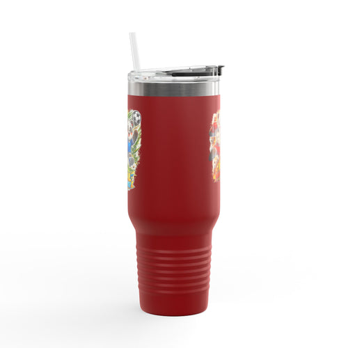 40oz Insulated Travel Mug — Colorful Animal Warriors Design
