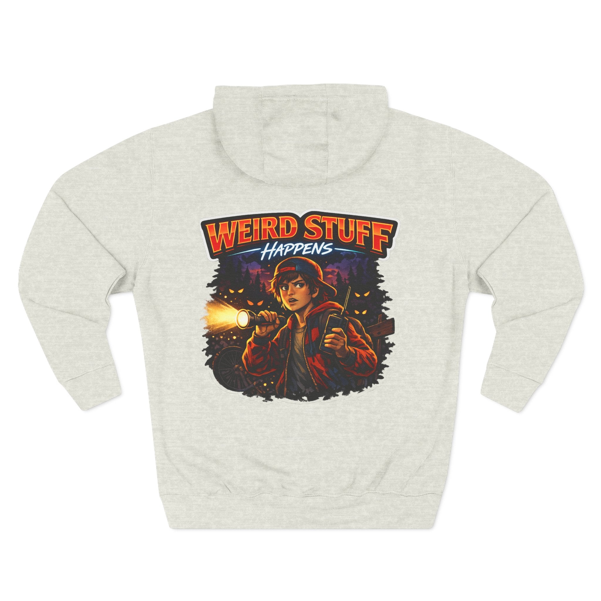 Weird Stuff Happens Hoodie — Retro Stranger-Adventure Graphic Pullover