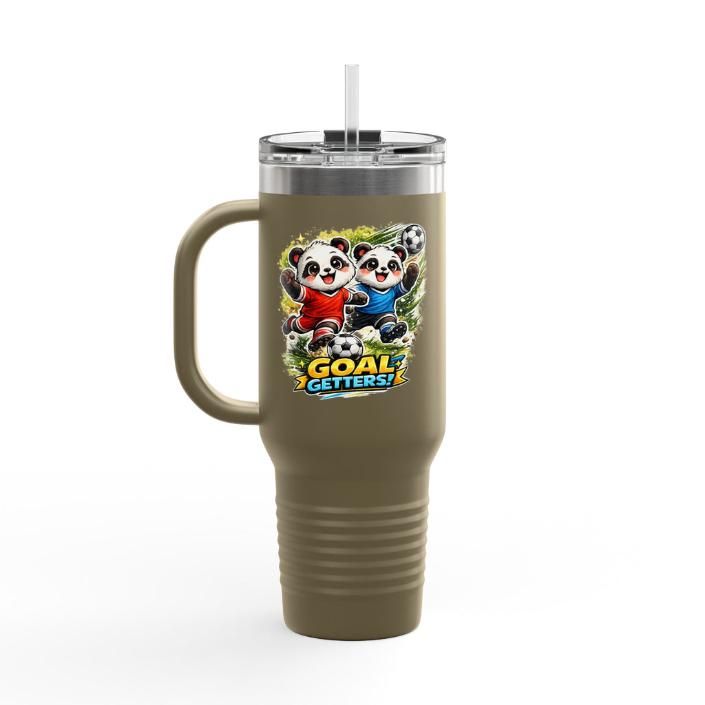 40oz Insulated Travel Mug — Colorful Animal Warriors Design