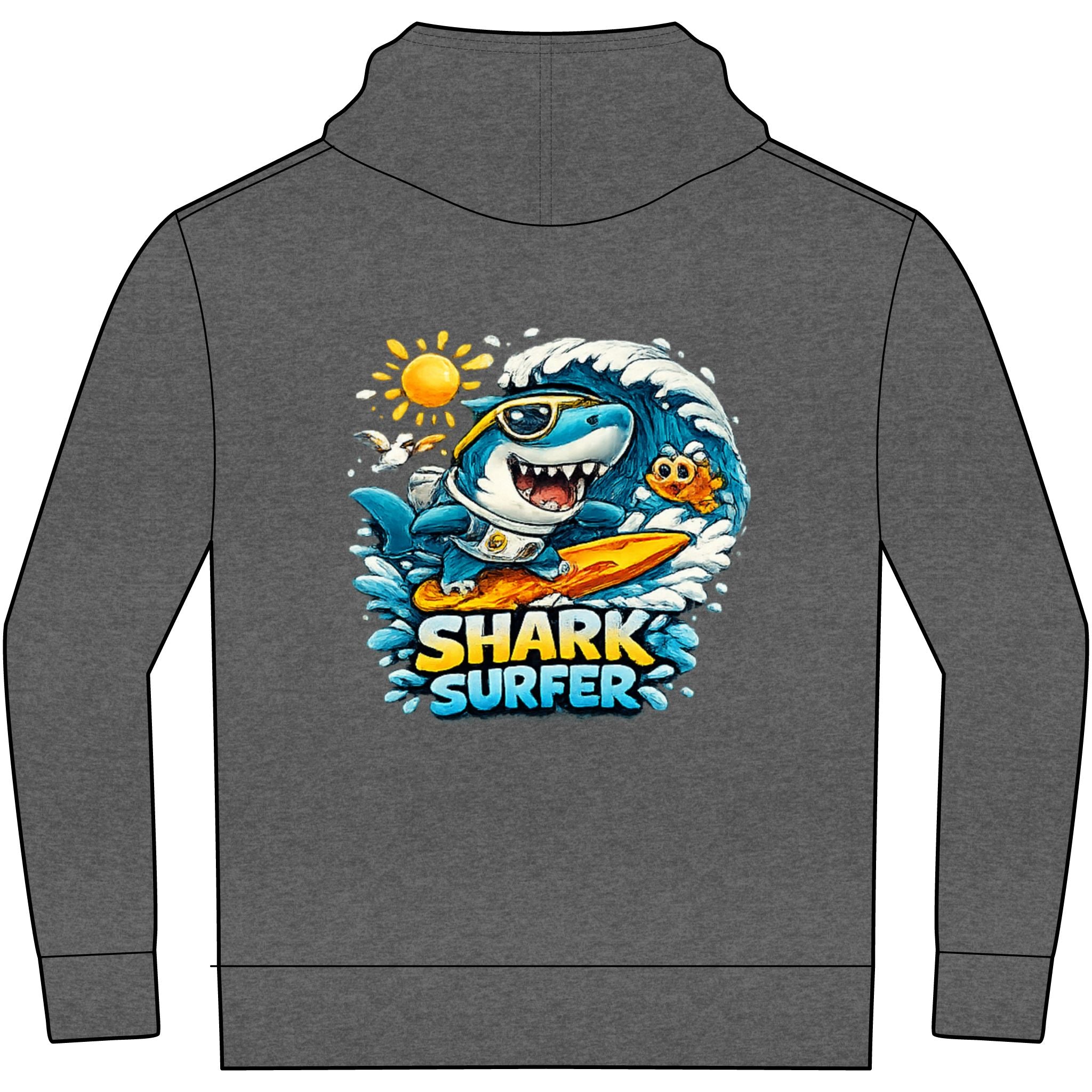 Kids' Gaming Hoodie — 'Gaming Mode' Front & 'Shark Surfer' Back Graphic