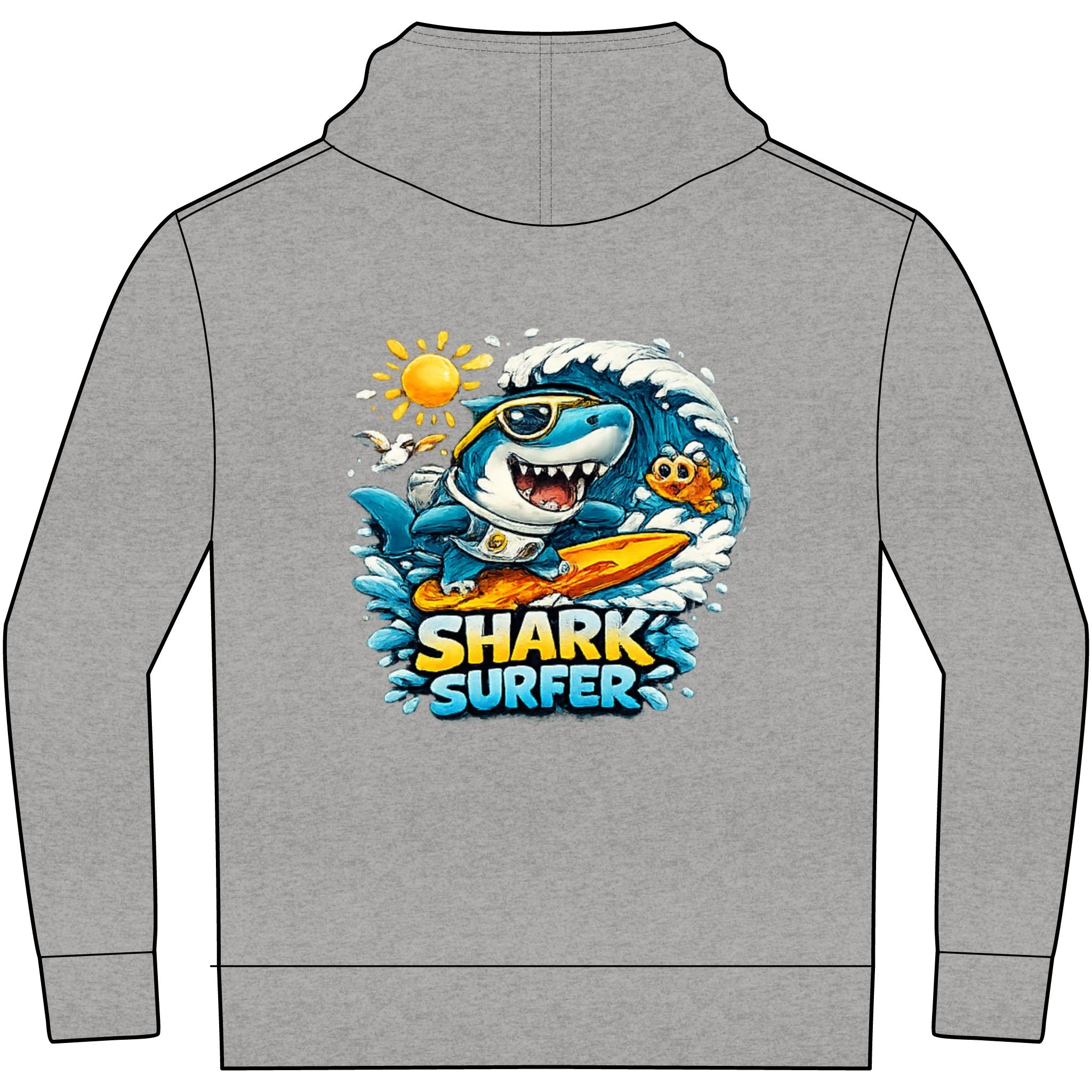 Kids' Gaming Hoodie — 'Gaming Mode' Front & 'Shark Surfer' Back Graphic