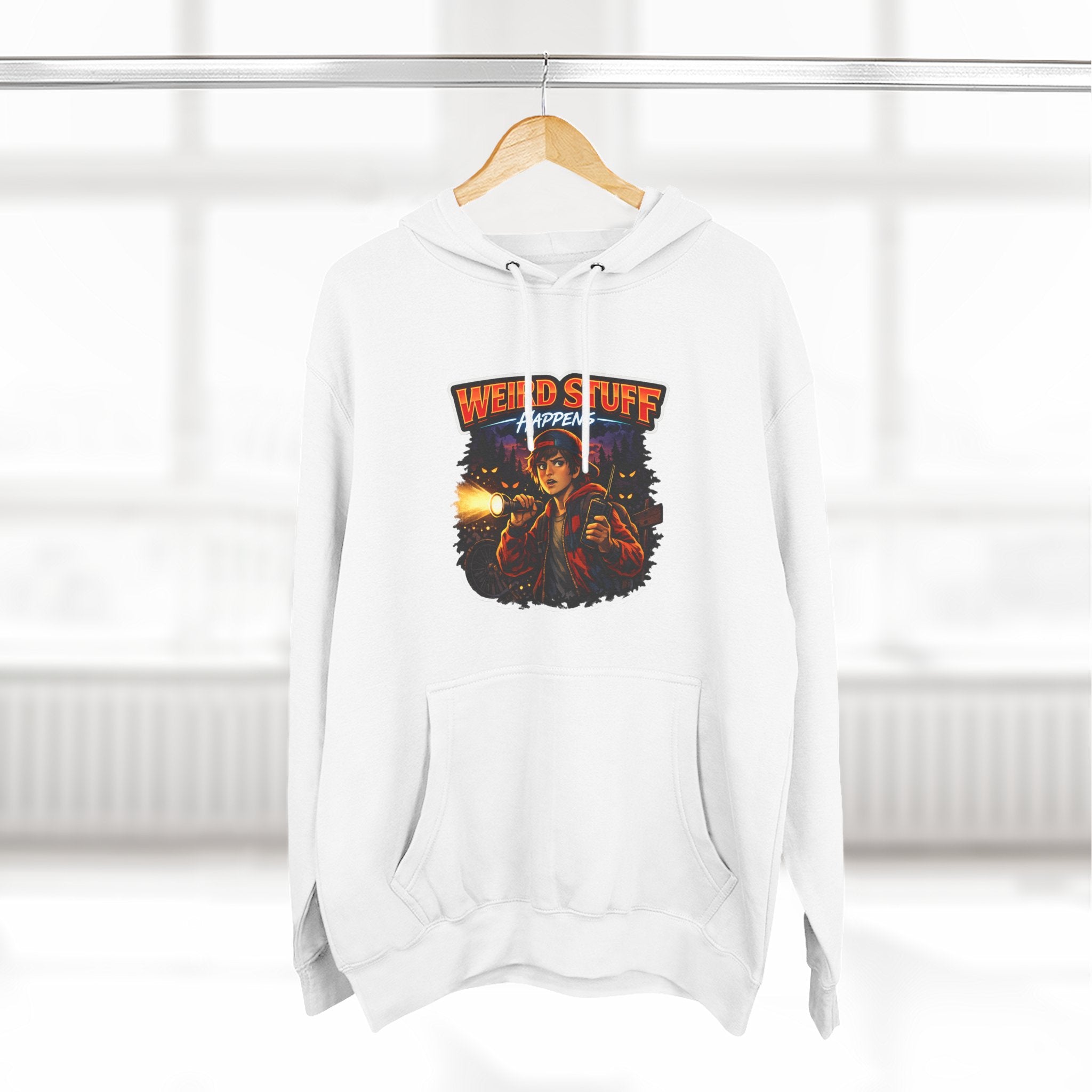 Weird Stuff Happens Hoodie — Retro Stranger-Adventure Graphic Pullover