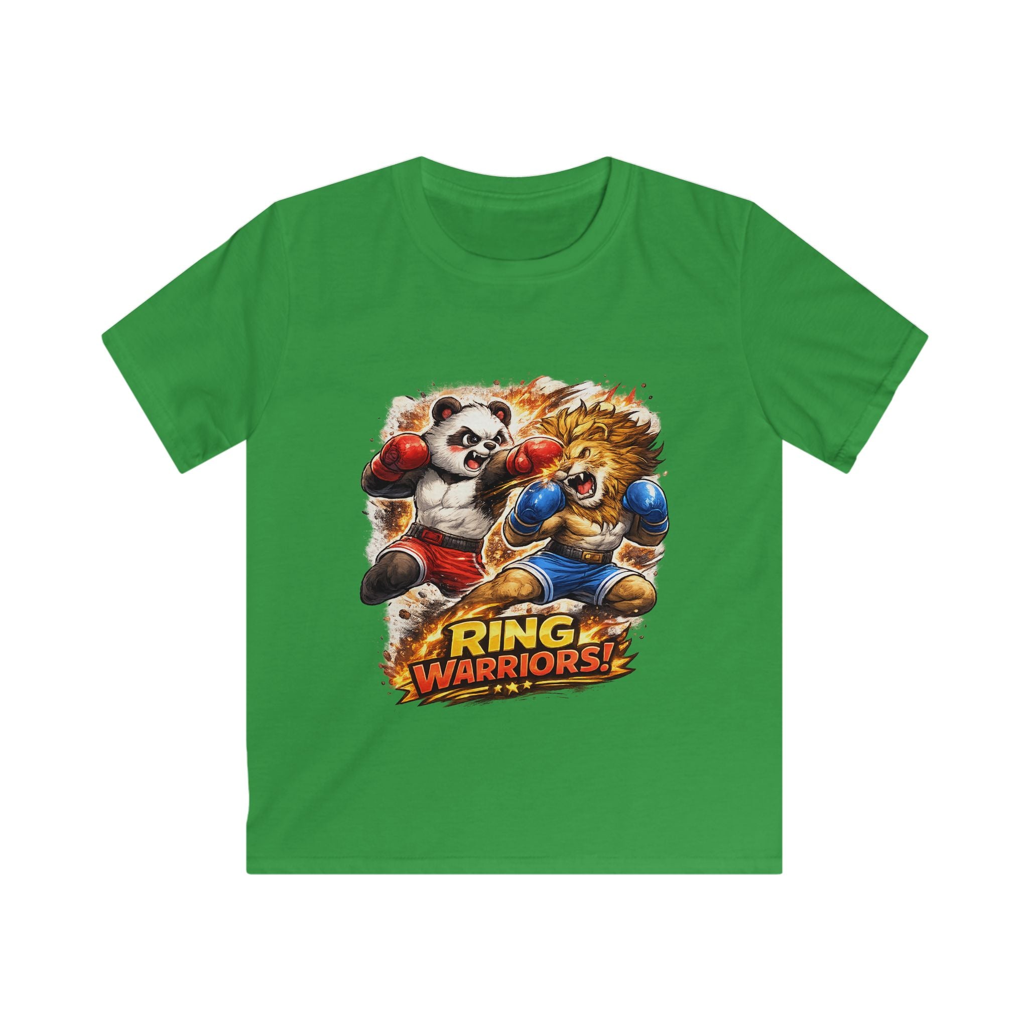 Kids Tee — "Ring Warriors" Boxing Panda & Lion Graphic Shirt