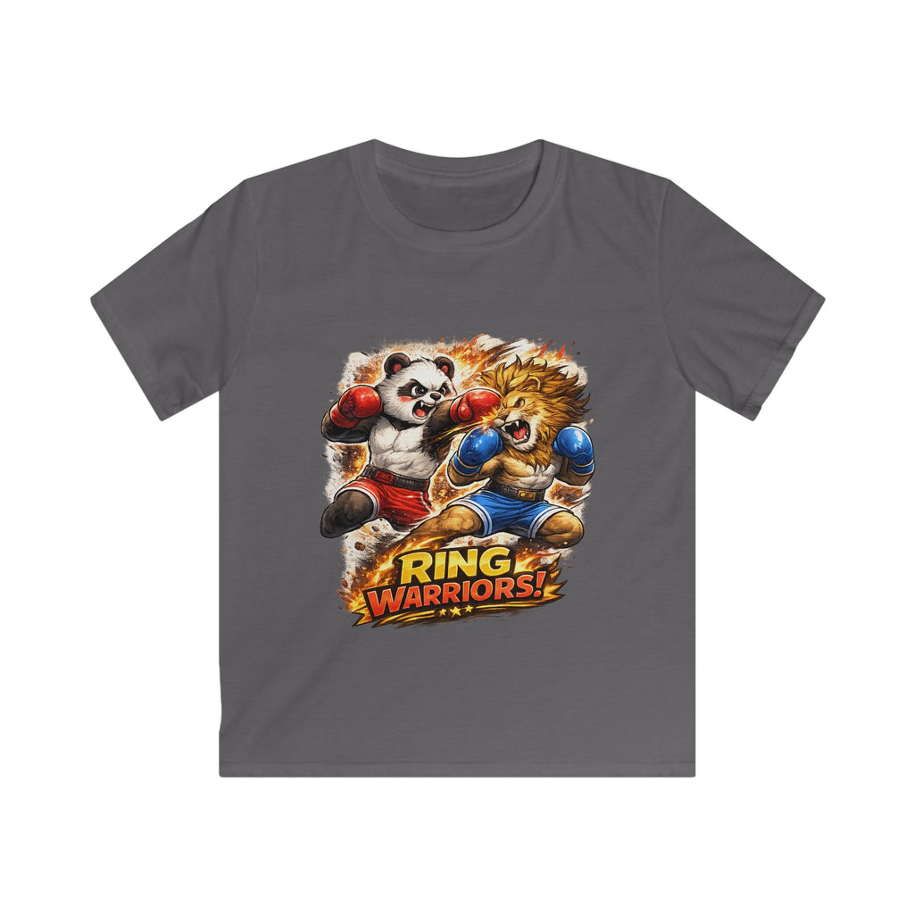 Kids Tee — "Ring Warriors" Boxing Panda & Lion Graphic Shirt