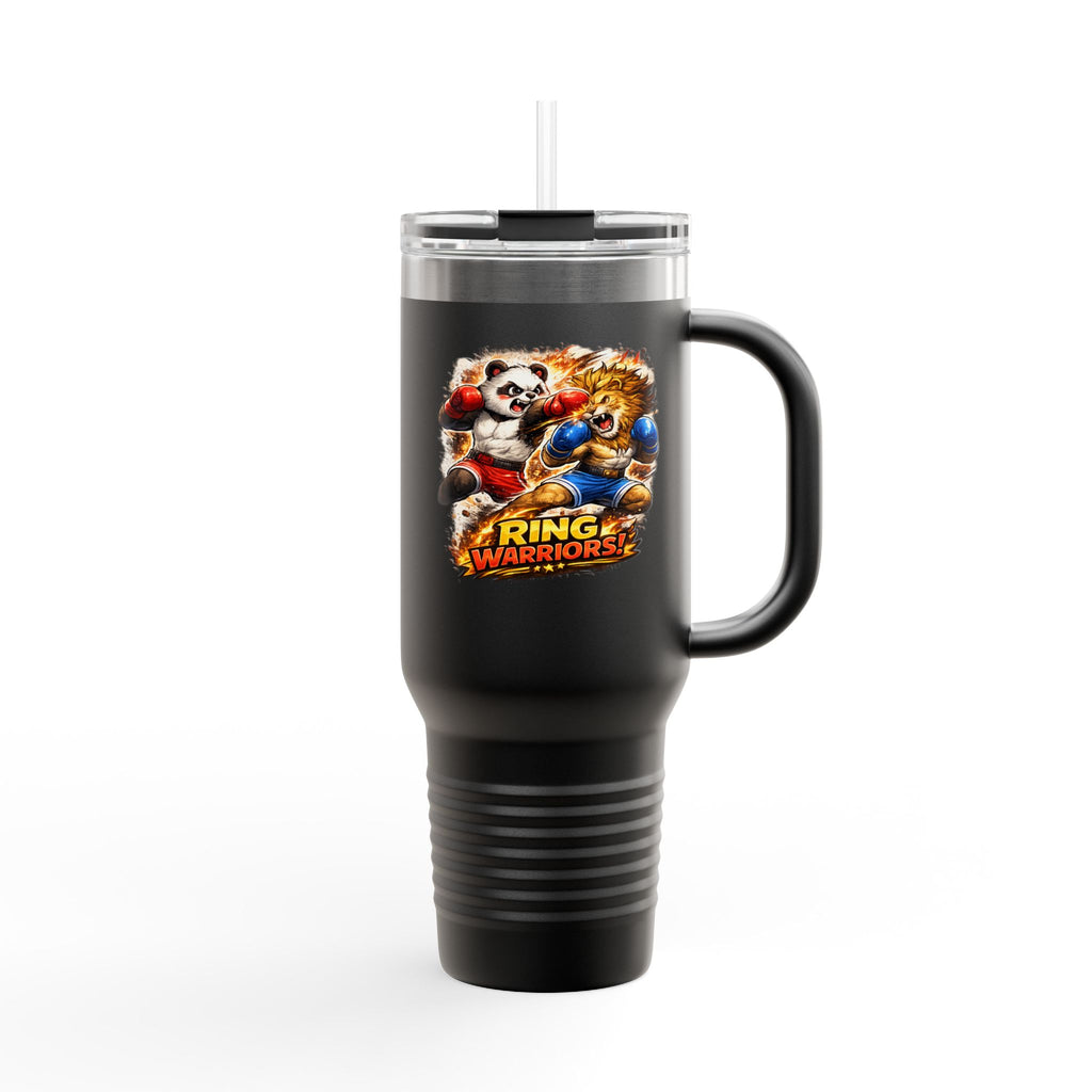 40oz Insulated Travel Mug — Colorful Animal Warriors Design