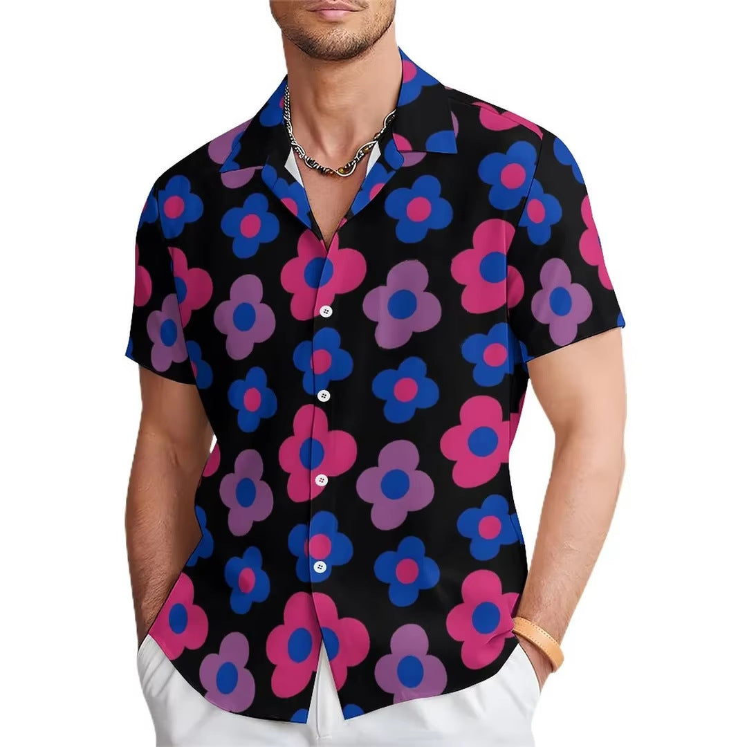 Fashion Men's Casual Floral Print Special-interest Design Shirt