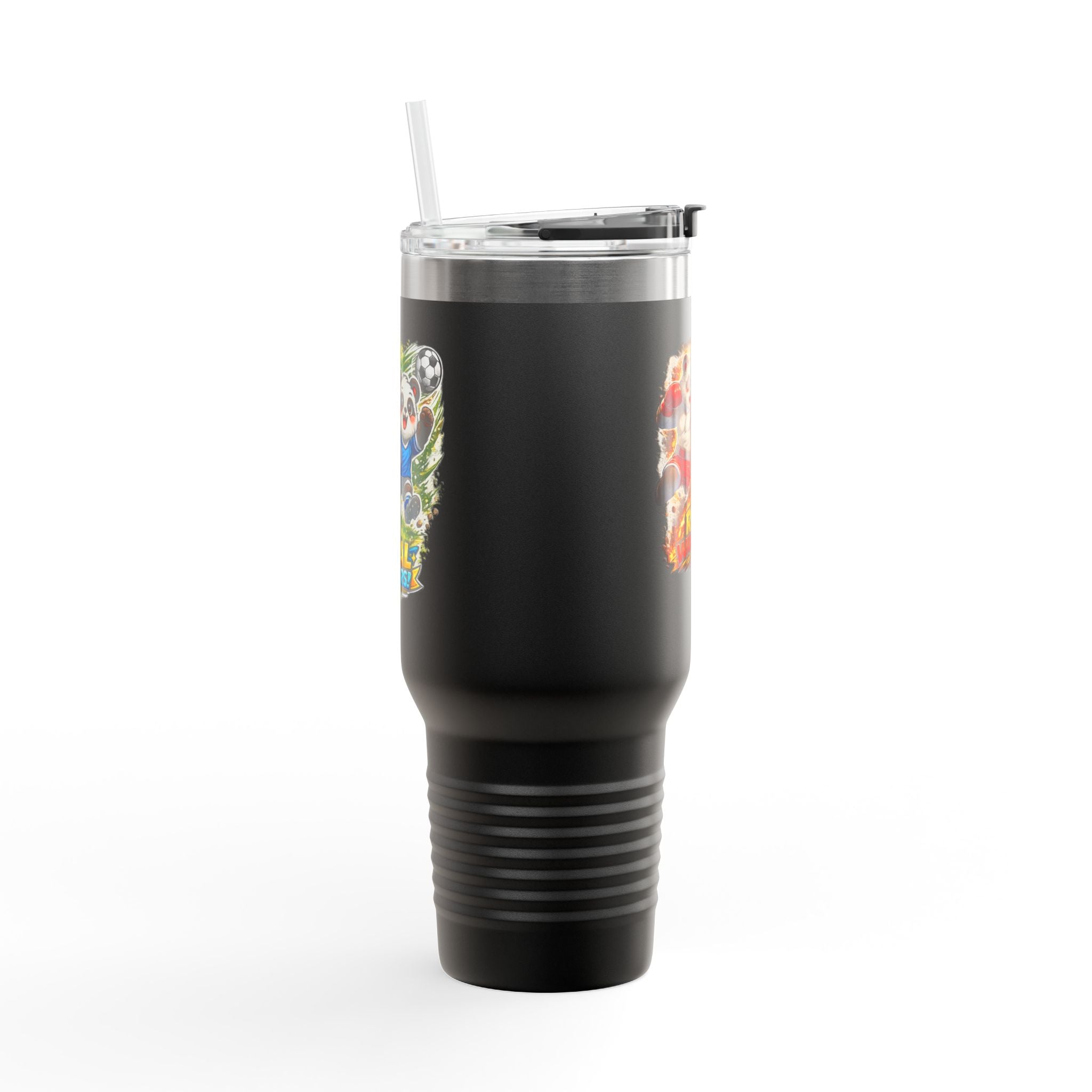 40oz Insulated Travel Mug — Colorful Animal Warriors Design