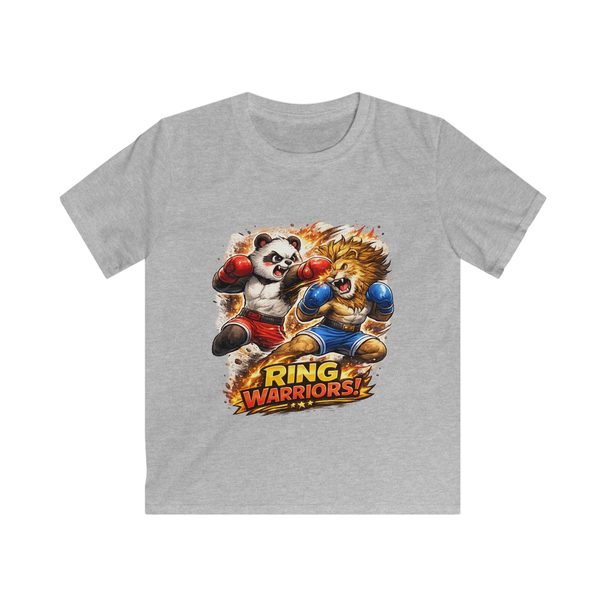 Kids Tee — "Ring Warriors" Boxing Panda & Lion Graphic Shirt