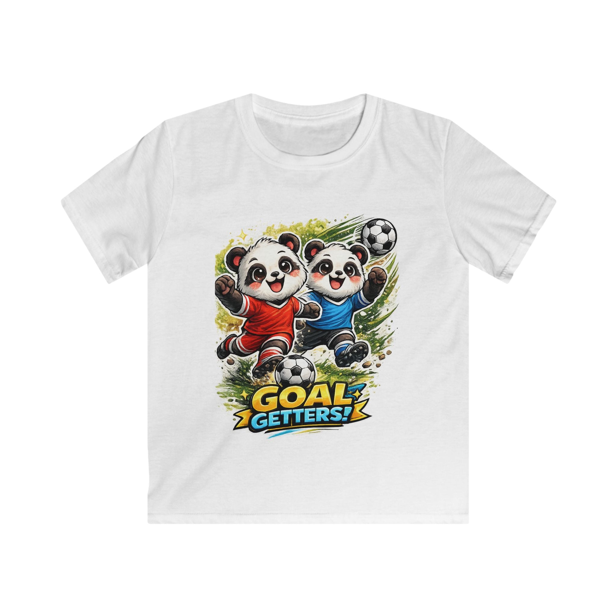 Kids Soccer T‑Shirt — "Goal Getters" Cute Panda Players