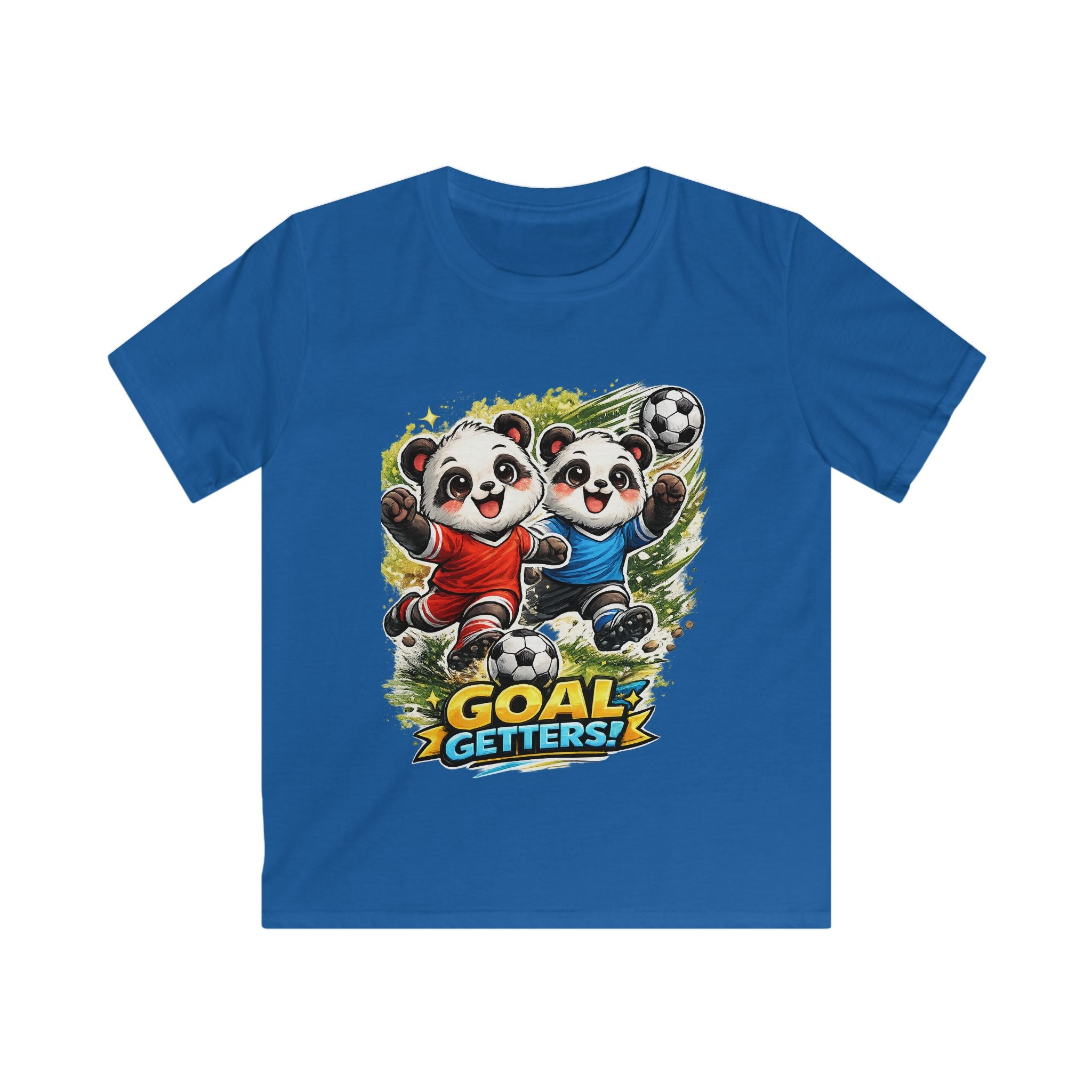 Kids Soccer T‑Shirt — "Goal Getters" Cute Panda Players