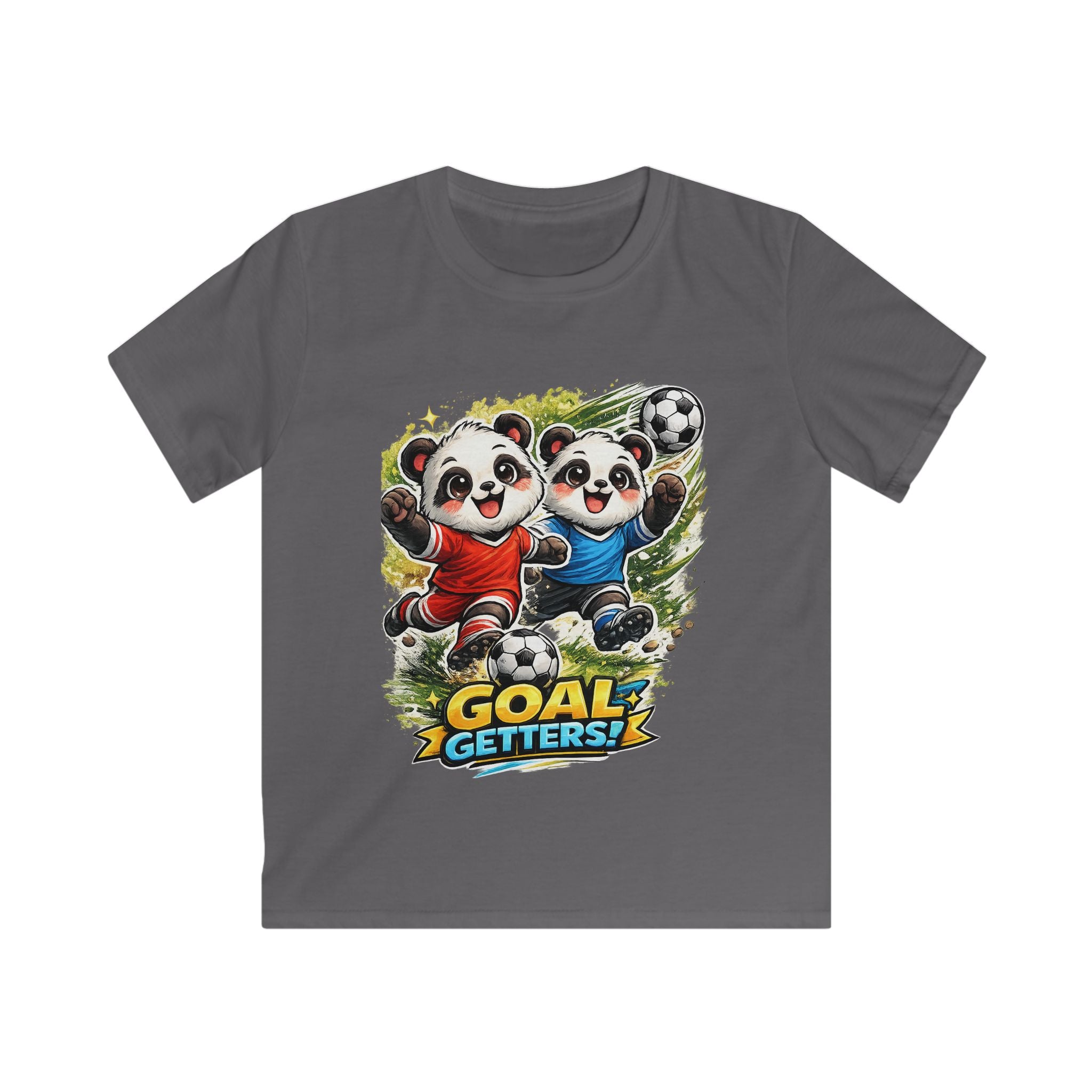Kids Soccer T‑Shirt — "Goal Getters" Cute Panda Players