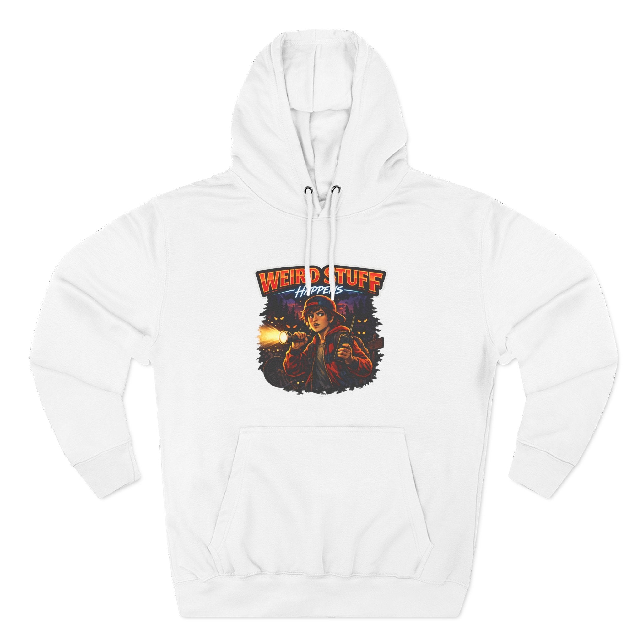 Weird Stuff Happens Hoodie — Retro Stranger-Adventure Graphic Pullover