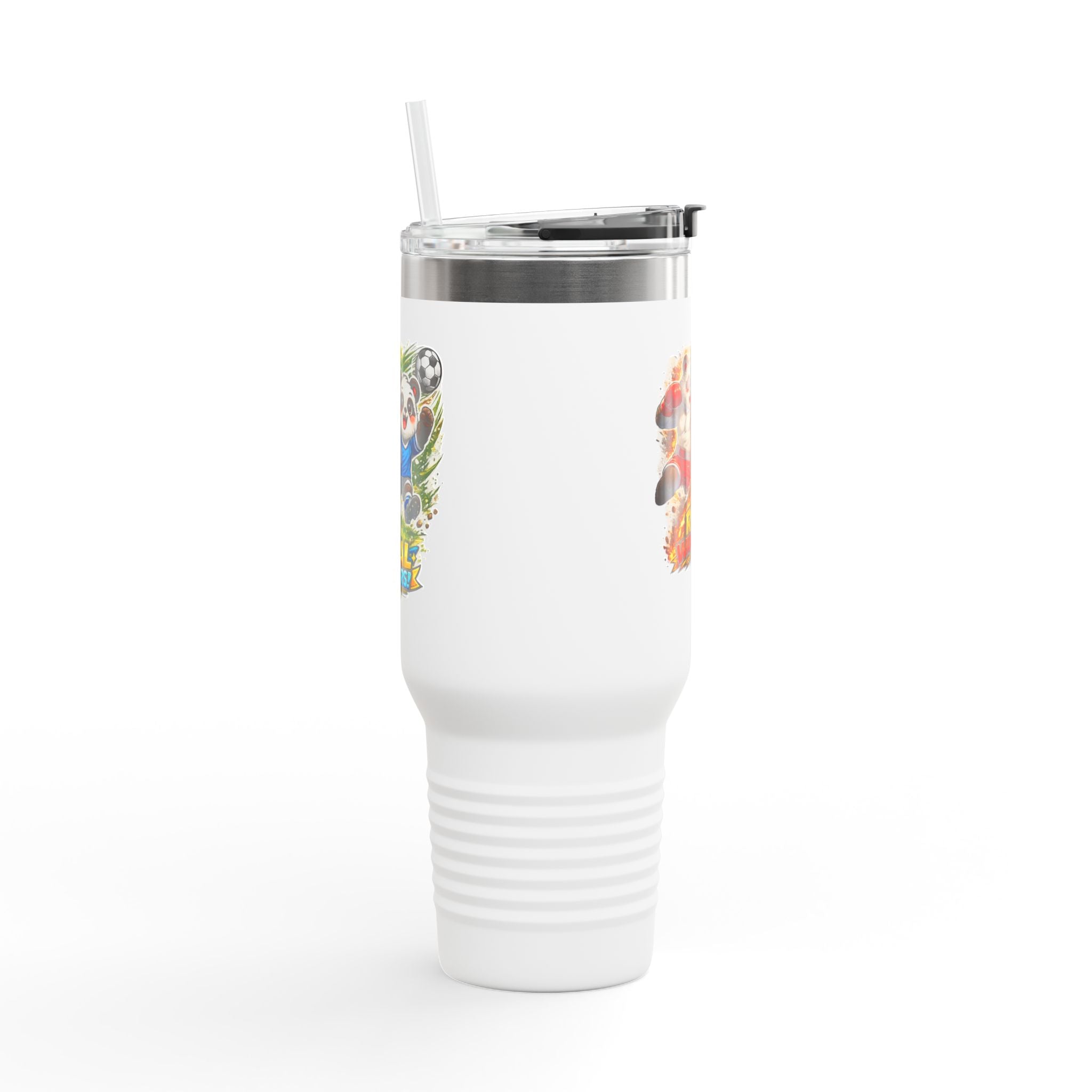 40oz Insulated Travel Mug — Colorful Animal Warriors Design