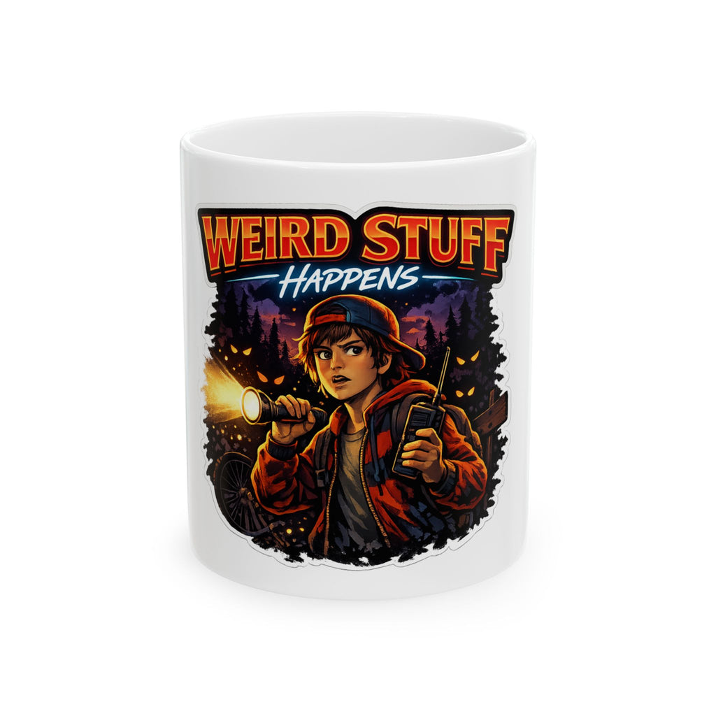 Weird Stuff Happens Mug — Retro Stranger-Inspired Ceramic Coffee Cup (11oz, 15oz)