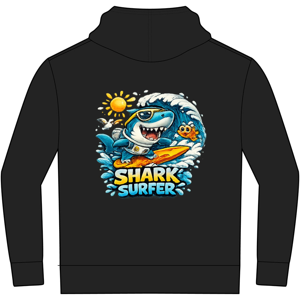Kids' Gaming Hoodie — 'Gaming Mode' Front & 'Shark Surfer' Back Graphic