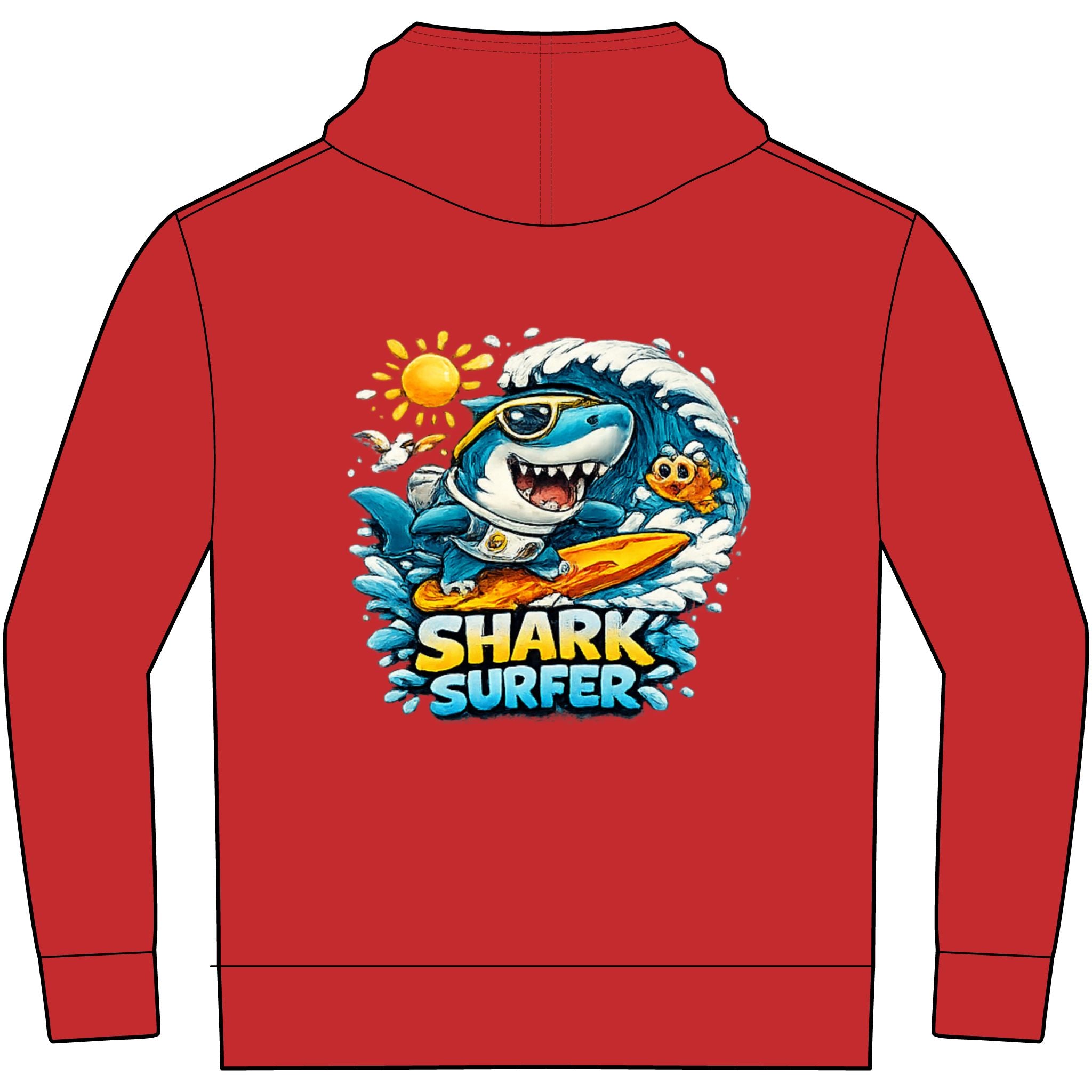 Kids' Gaming Hoodie — 'Gaming Mode' Front & 'Shark Surfer' Back Graphic