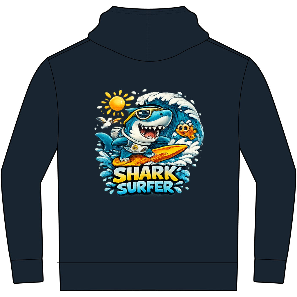 Kids' Gaming Hoodie — 'Gaming Mode' Front & 'Shark Surfer' Back Graphic