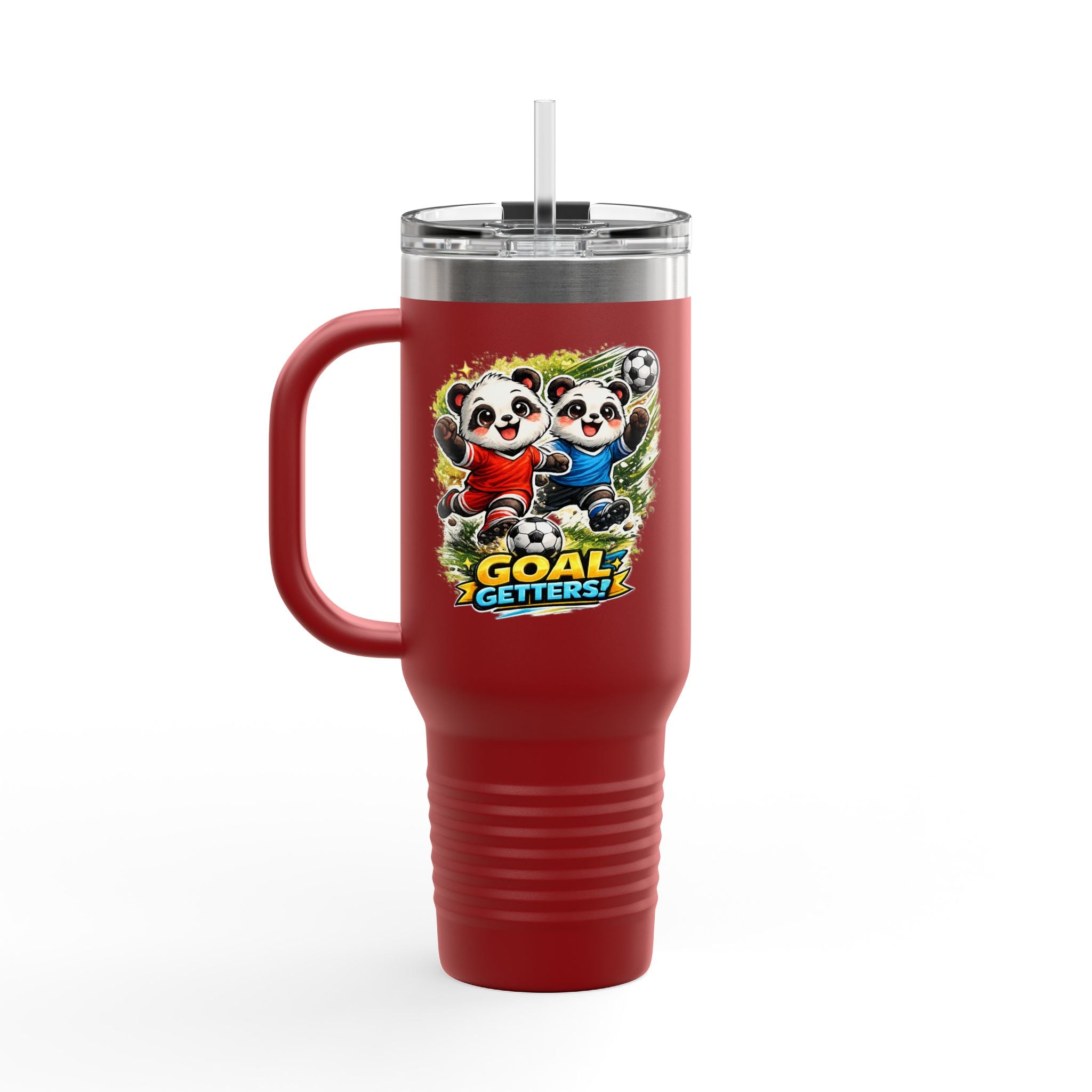 40oz Insulated Travel Mug — Colorful Animal Warriors Design